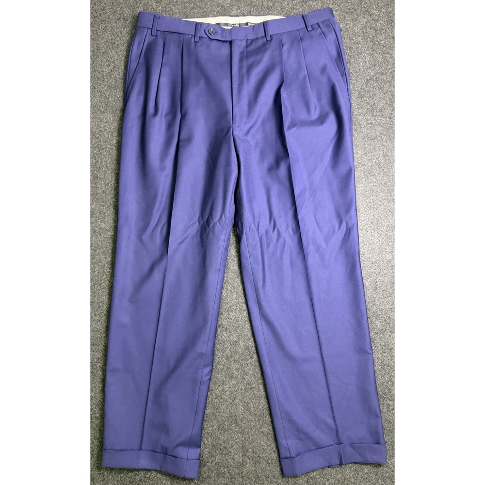 Canali Dress Pants Wool Mens 36x30 Blue Pleated Front Made In Italy Classic Fit